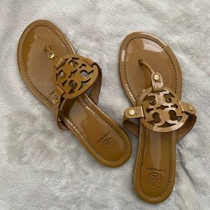 Tory Burch Patent Miller Sandals - Tan size 8